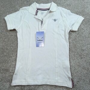 TuffRider Kids White Equestrian Polo Shirt Short Sleeve Logo Size Medium NWT